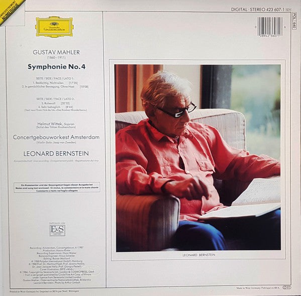 Gustav Mahler, Concertgebouworkest, Leonard Bernstein, Helmut Wittek : Symphonie No. 4 (LP, Album)