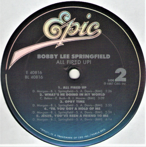 Bobby Lee Springfield* : All Fired Up! (LP, Album)