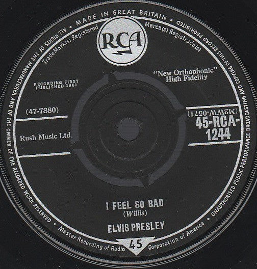 Elvis Presley : Wild In The Country (7", Single)