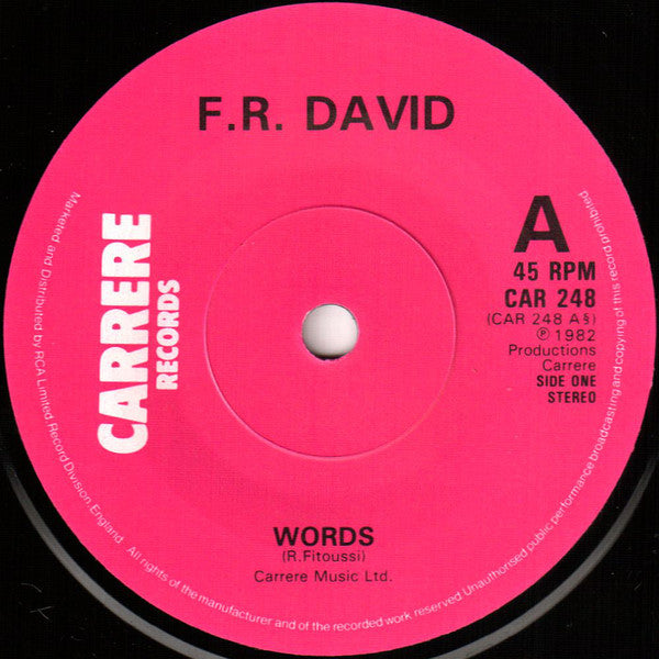 F.R. David : Words (7", Single, Sol)