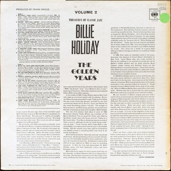 Billie Holiday : The Golden Years Volume Two (LP, Comp, Mono, RE)