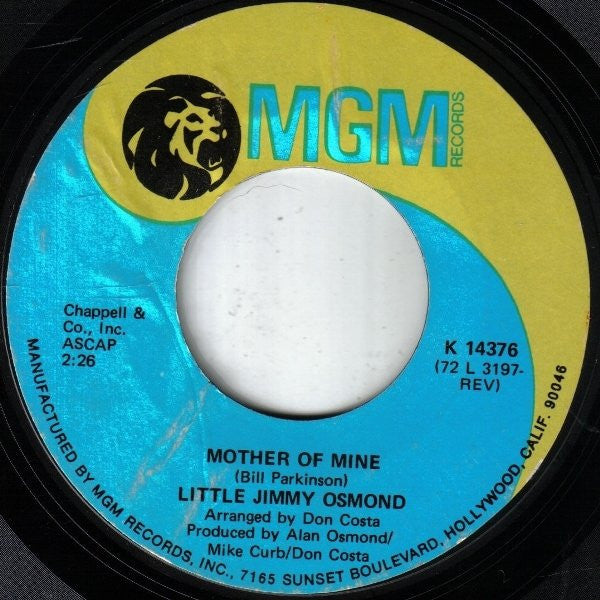 Jimmy Osmond With Mike Curb Congregation : Long Haired Lover From Liverpool (7", Single, Styrene)