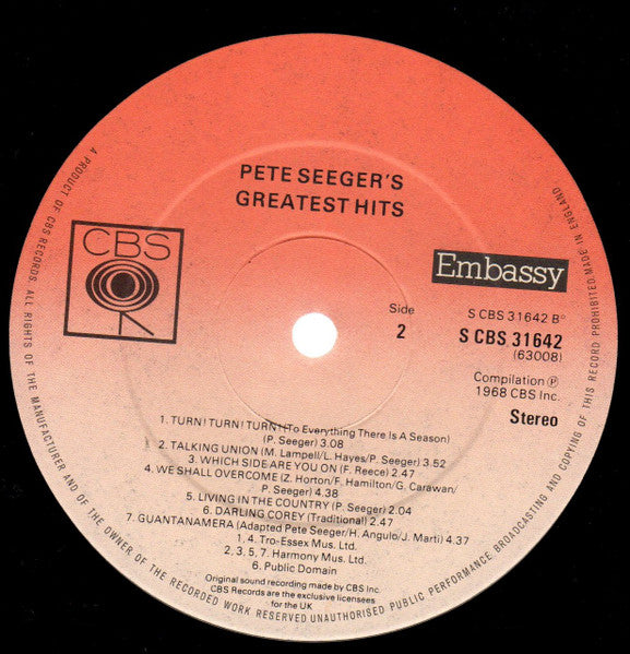 Pete Seeger - Pete Seegers Greatest Hits (LP) (Very Good (VG)) - DaddyPop