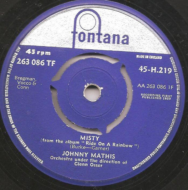 Johnny Mathis : Misty / The Story Of Our Love (7", 3-p)
