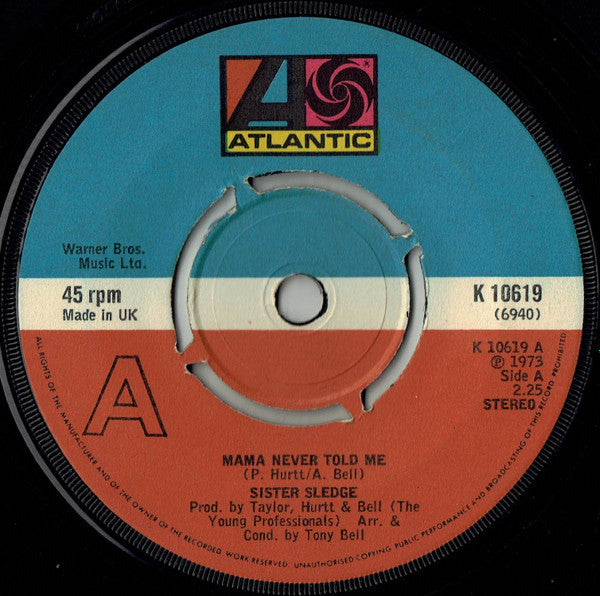 Sister Sledge : Mama Never Told Me (7", Single, RE, 4-P)