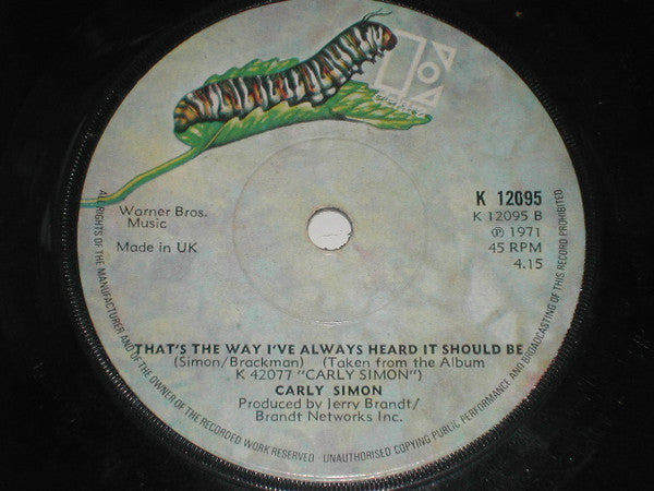 Carly Simon : The Right Thing To Do (7", Sol)