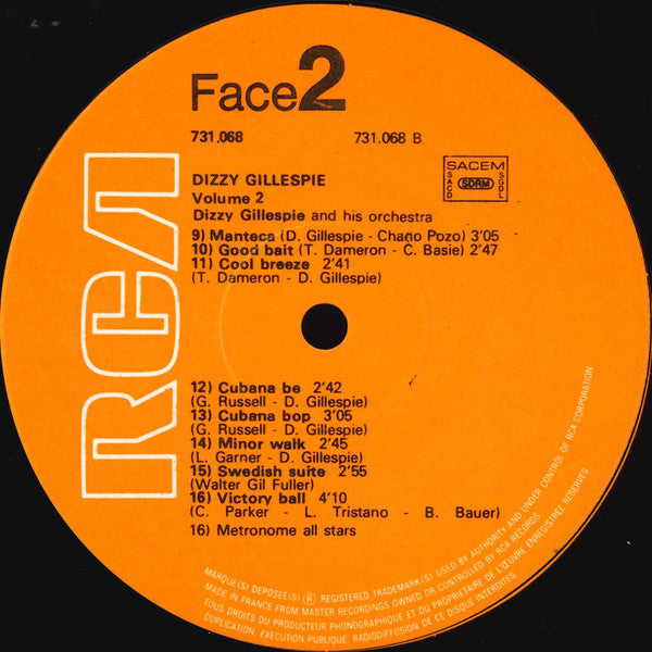 Dizzy Gillespie And His Orchestra : Volume 2 (LP, Comp)