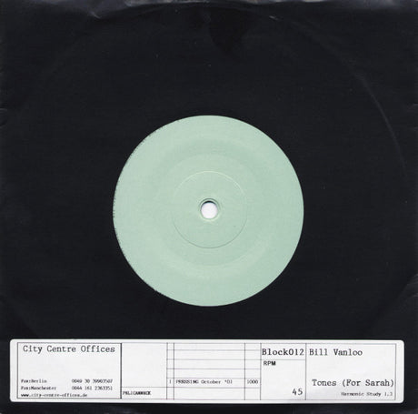 Bill Van Loo : Tones (For Sarah) (7", Single, Ltd)