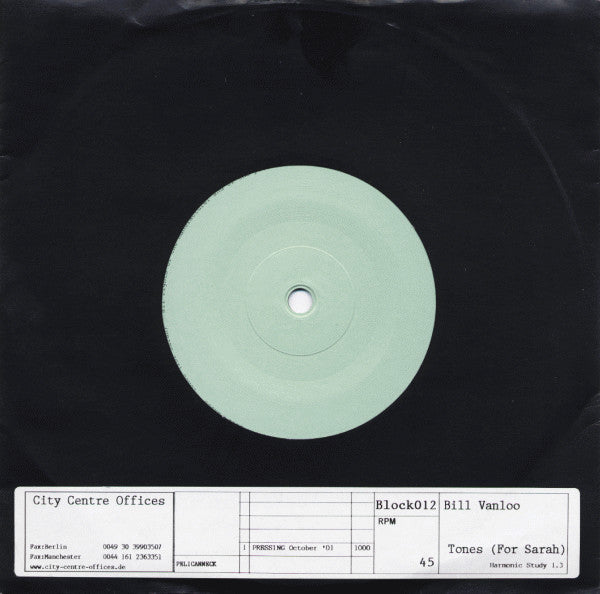 Bill Van Loo : Tones (For Sarah) (7", Single, Ltd)