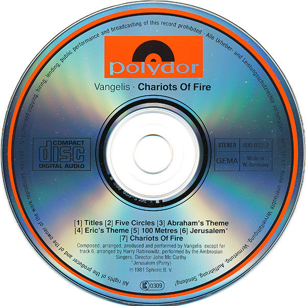 Vangelis : Chariots Of Fire (CD, Album, RE)