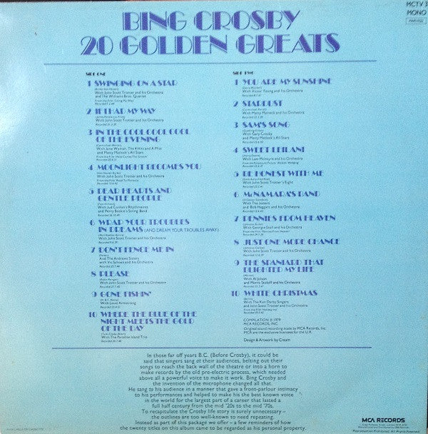 Bing Crosby : 20 Golden Greats (LP, Comp, Mono)