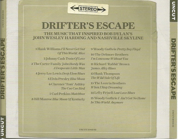 Various : Drifter's Escape (The Music That Inspired Bob Dylan's John Wesley Harding And Nashville Skyline) (CD, Comp, Jew)