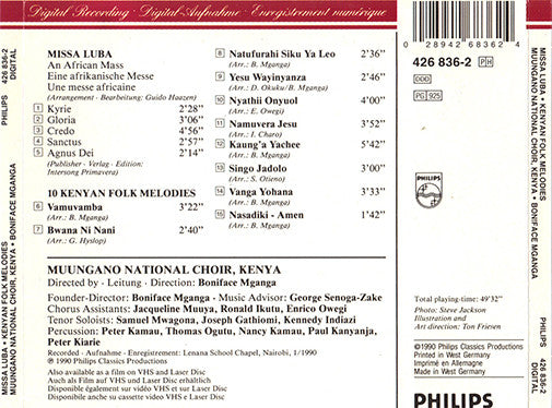 Muungano National Choir Directed By Boniface Mganga : Missa Luba (An African Mass) / 10 Kenyan Folk Melodies (CD, Album)