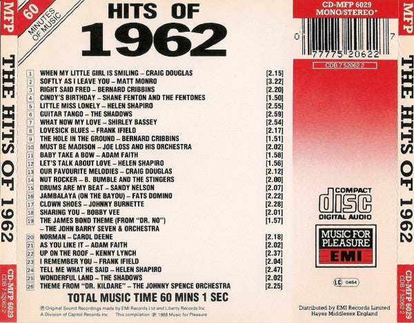 Various : Hits Of 1962 (CD, Comp)