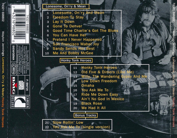 Waylon Jennings : Lonesome, On'ry & Mean / Honky Tonk Heroes (CD, Comp)