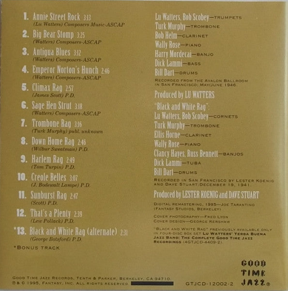 Lu Watters And The Yerba Buena Jazz Band : The San Francisco Style: Vol 2: Watters' Originals And Ragtime (CD, Comp, RE, RM)