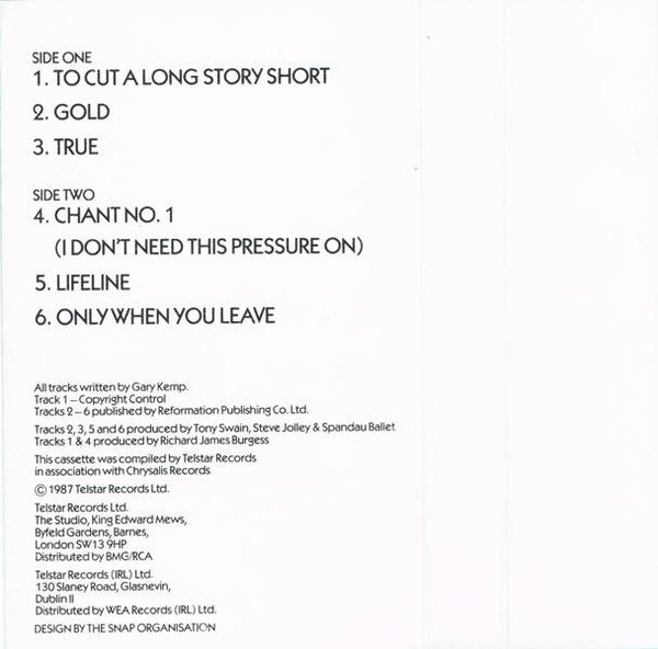 Spandau Ballet : Greatest Hits (6 Of Their Greatest Hits) (Cass, MiniAlbum, Comp)