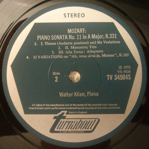 Wolfgang Amadeus Mozart - Walter Klien, Mainzer Kammerorchester, Günter Kehr : Piano Concero No. 21 In C Major, K. 467 / Piano Sonata No.11 In A Major, K. 331 / 12 Variations On "Ah, Vous Dirai-je, Maman," K. 265 (LP)