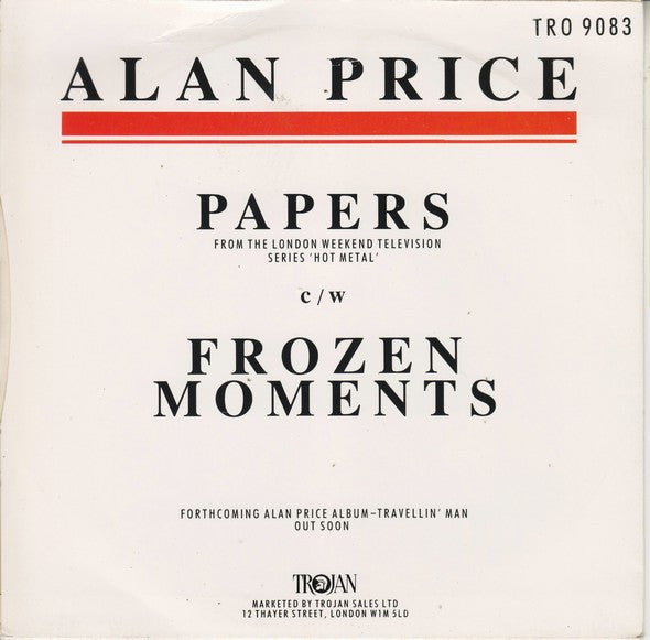 Alan Price - Papers (7) (Very Good Plus (VG)) - DaddyPop