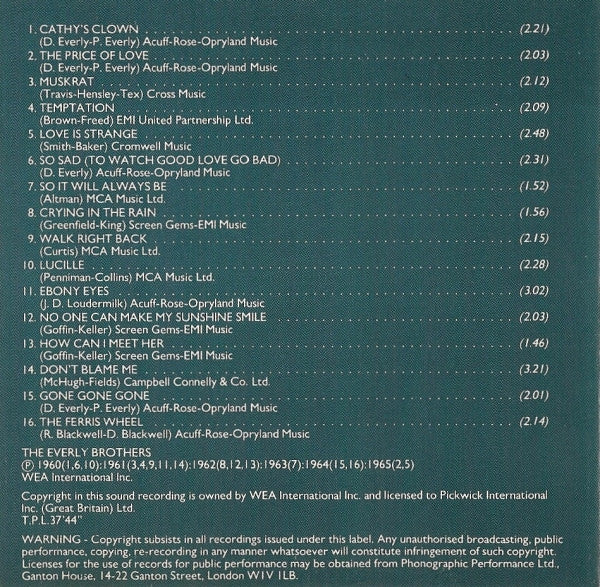 Everly Brothers : The Very Best Of The Everly Brothers Volume Two (CD, Comp)