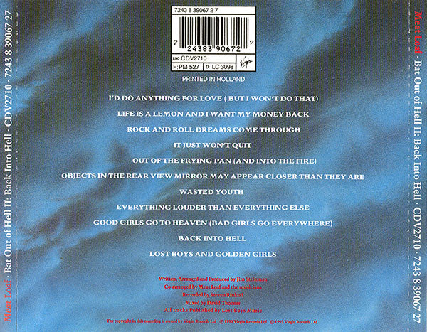 Meat Loaf : Bat Out Of Hell II: Back Into Hell (CD, Album, RE)
