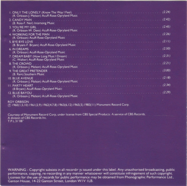 Roy Orbison : The Hits (CD, Comp, RM)