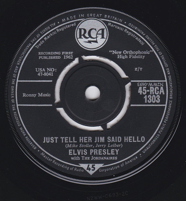 Elvis Presley With The Jordanaires : She's Not You (7", Single)