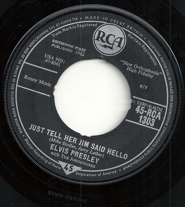 Elvis Presley With The Jordanaires : She's Not You (7", Single)