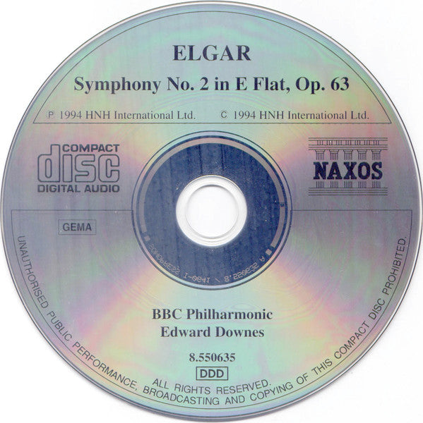 Sir Edward Elgar, BBC Philharmonic, Edward Downes : Symphony No. 2, Op. 63 (CD, Album)