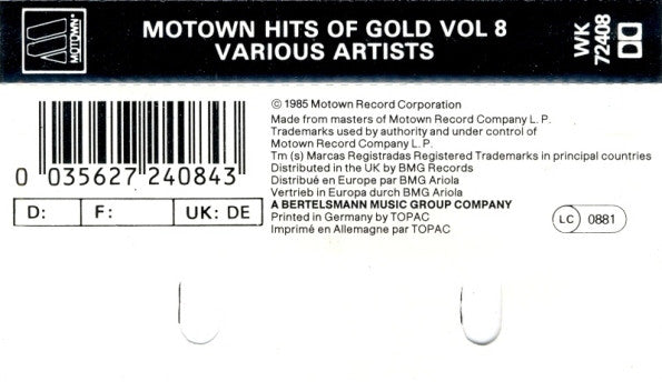 Various : Motown Hits Of Gold Vol.8 (Cass, Comp, RE)