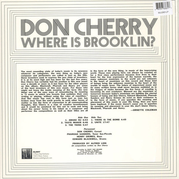 Don Cherry : Where Is Brooklin? (LP, Album, RE)