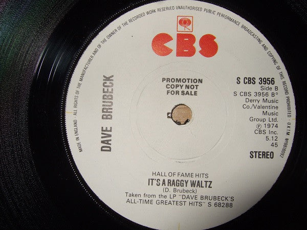 Dave Brubeck : Take Five / It's A Raggy Waltz (7", Single, Promo)
