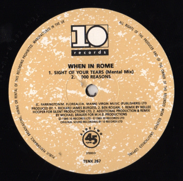 When In Rome : Sight Of Your Tears (12", Single)