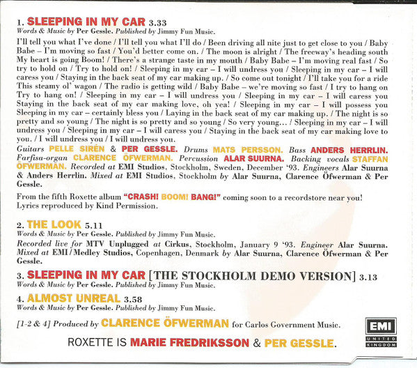 Roxette : Sleeping In My Car (CD, Single)