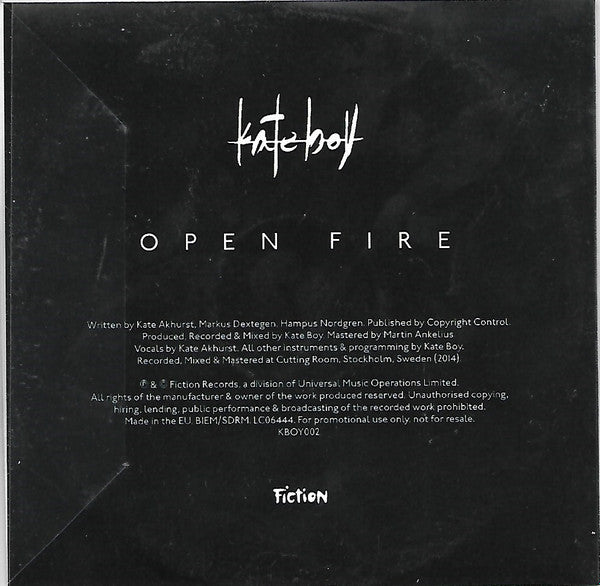 Kate Boy : Open Fire (CDr, Single, Promo)