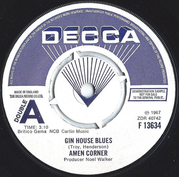 Amen Corner : High In The Sky / Gin House Blues (7", Single, Promo, RE)