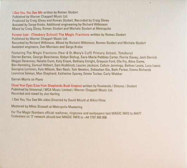 The Magic Numbers : I See You, You See Me (CD, Single, Enh)