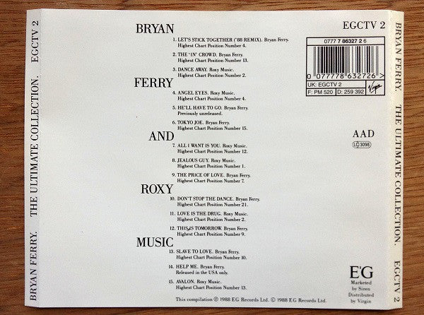 Bryan Ferry And Roxy Music : Bryan Ferry - The Ultimate Collection With Roxy Music (CD, Comp, RE)