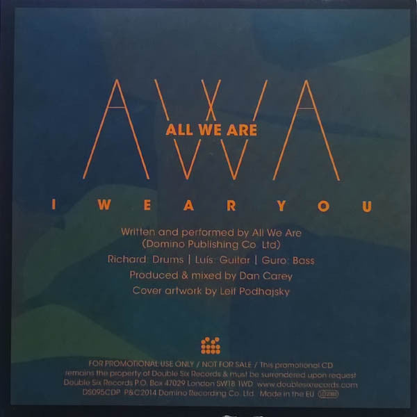 All We Are - I Wear You (CD) (Very Good Plus (VG)) - DaddyPop