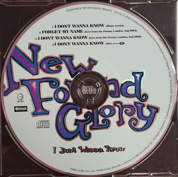 New Found Glory : I Don't Wanna Know (CD, Single, Enh)