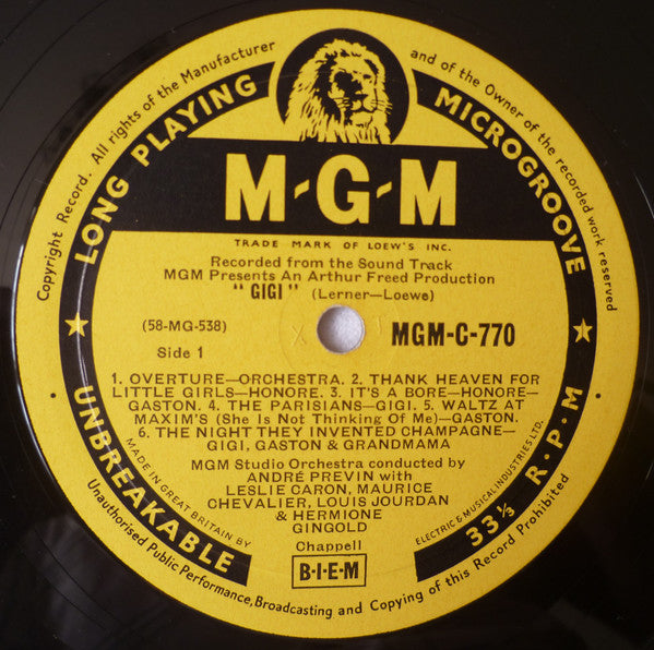 Lerner & Loewe : Gigi (LP, Album, Mono)
