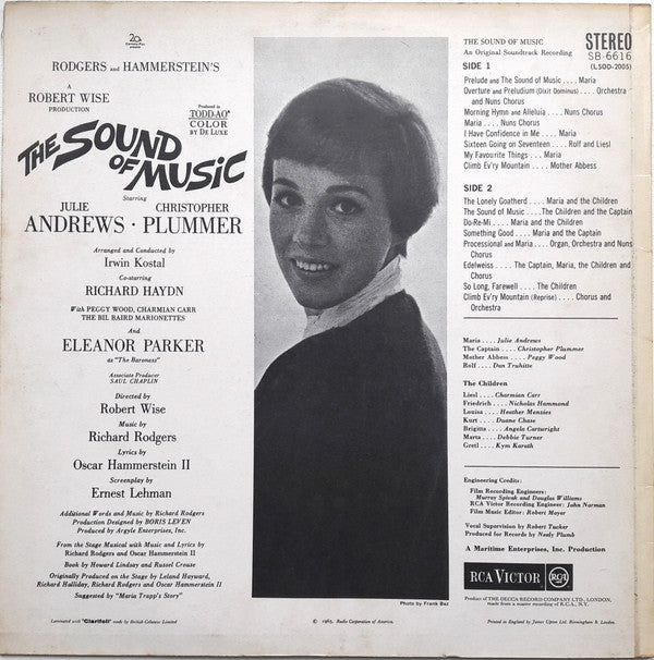 Rodgers & Hammerstein Starring Julie Andrews • Christopher Plummer Conducted By Irwin Kostal : The Sound Of Music (An Original Soundtrack Recording) (LP, Album)
