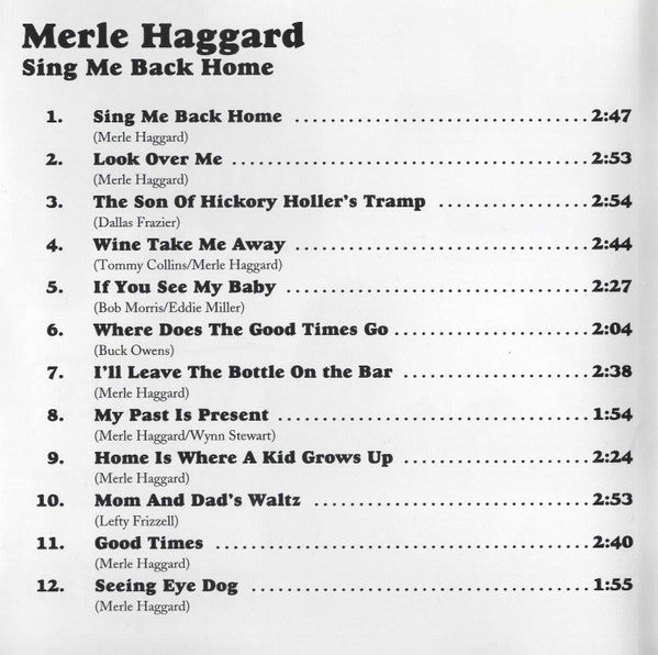 Merle Haggard And The Strangers (5) : Sing Me Back Home (CD, Album, RE)