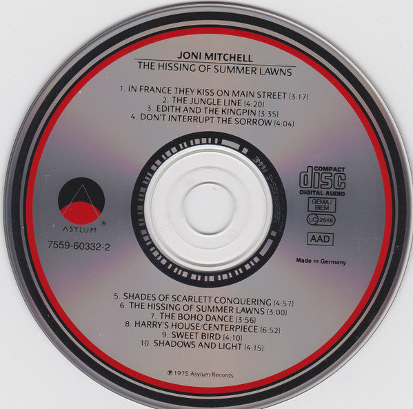 Joni Mitchell : The Hissing Of Summer Lawns (CD, Album, RE, RP)
