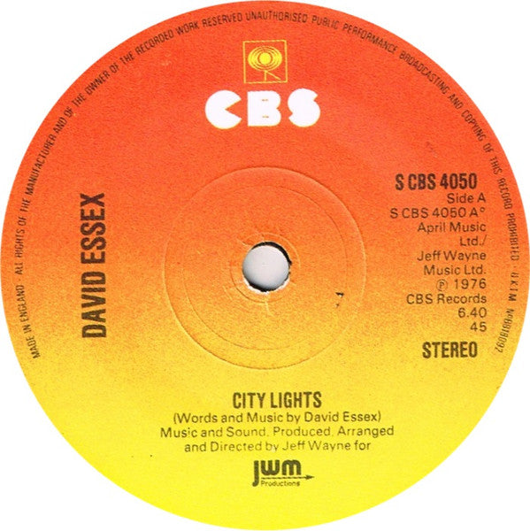 David Essex : City Lights (7", Single)