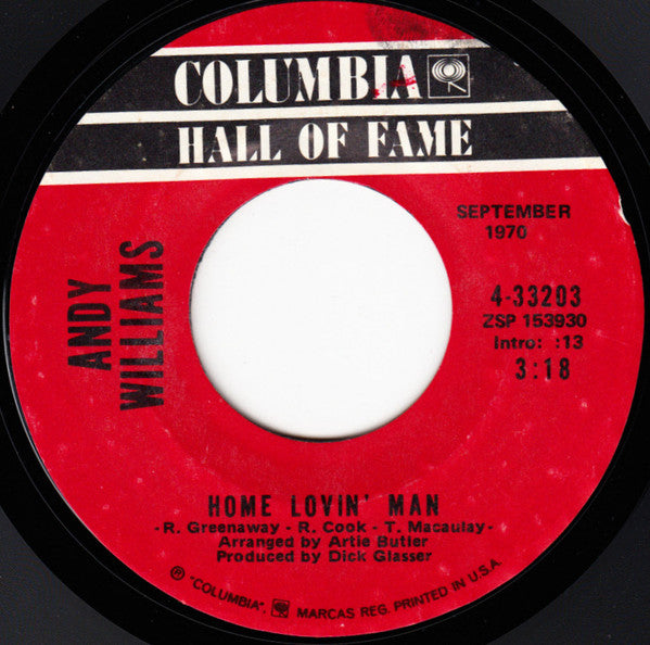 Andy Williams : Home Lovin' Man / (Where Do I Begin) Love Story (7")