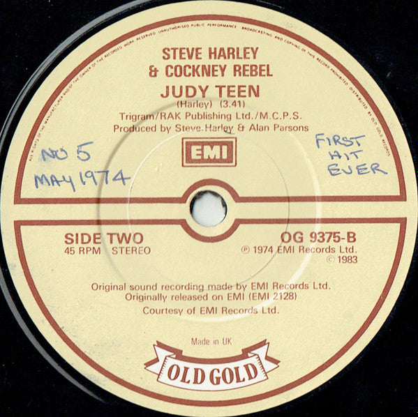 Steve Harley & Cockney Rebel : Make Me Smile (Come Up And See Me) / Judy Teen  (7")