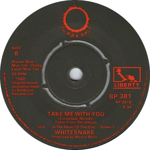 Whitesnake : Ain't No Love In The Heart Of The City (7", Single, Kno)