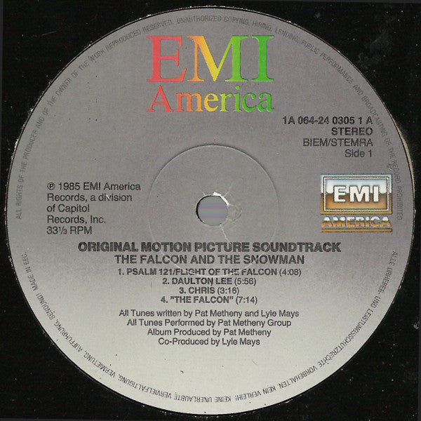 Pat Metheny Group : The Falcon And The Snowman (Original Motion Picture Soundtrack) (LP, Album)