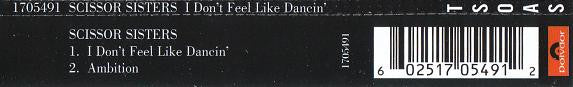 Scissor Sisters : I Don't Feel Like Dancin' (CD, Single)